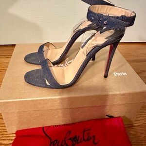 Christian Louboutin Denim Blue Heels 37.5 - Excellent w/ box & dust bag